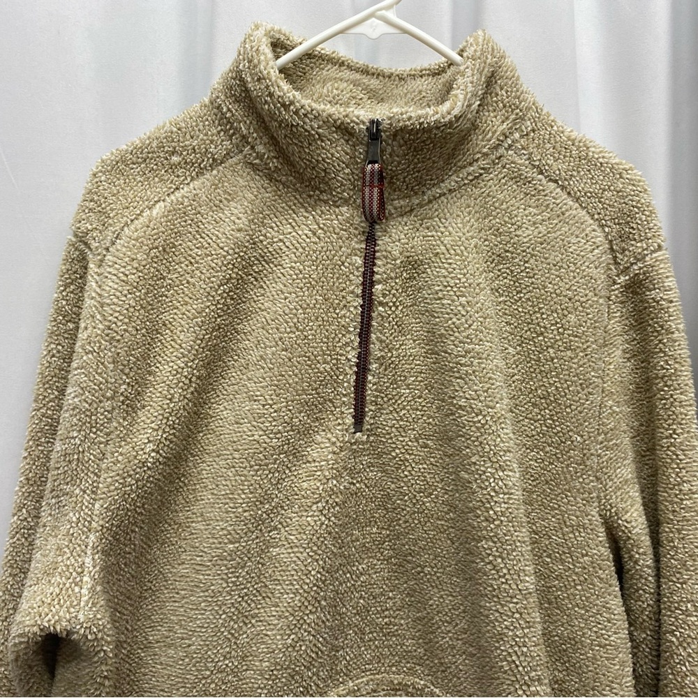 Telluride clothing mens large fleece jacket tan gorpcore teddy bear 1/4 zip - Picture 2 of 9